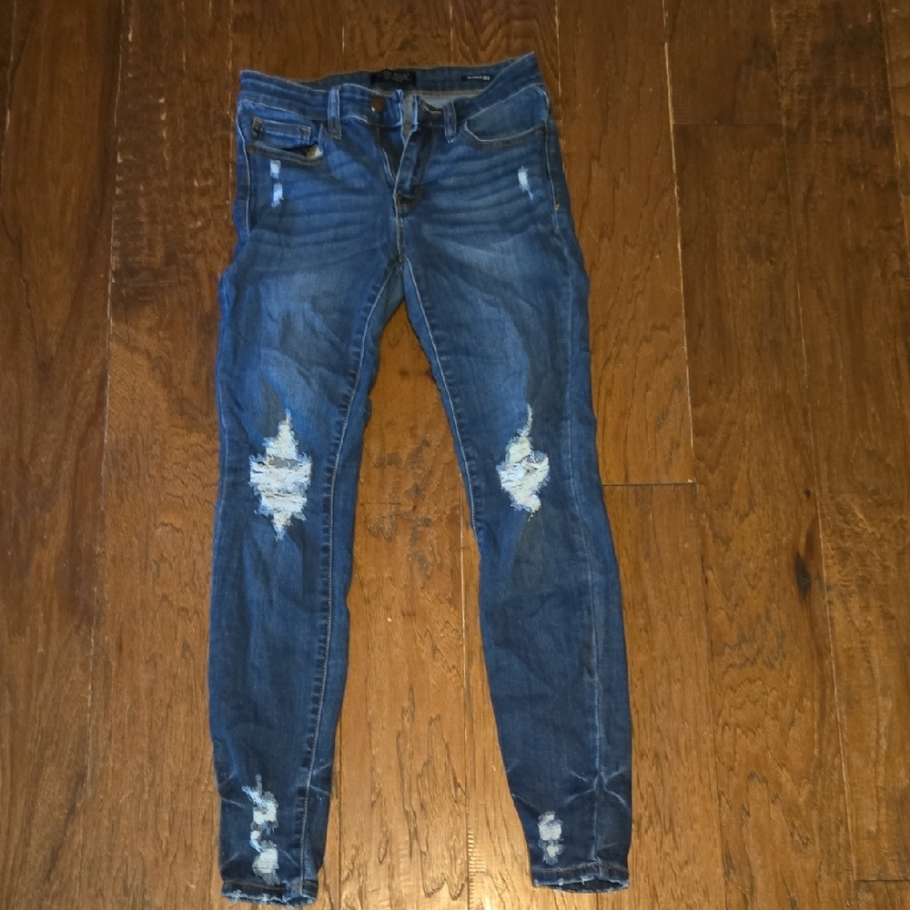 Judy Blue Ripped Skinny Jeans - Dark Blue